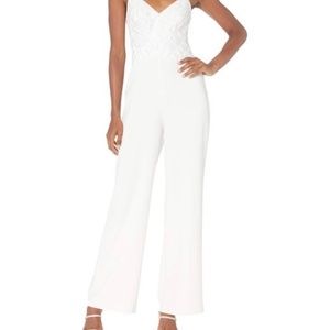 NWT Eliza J Jacquard Wide Leg Jumpsuit In Ivy